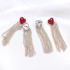 Stone tassel earring, Love Earring, Rhinestone Earring, LOVE, Valentine's Earrin